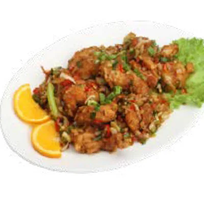 Crispy king prawns with celery — Chi